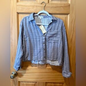 Love Notes striped cropped button-down shirt women’s S. NWT